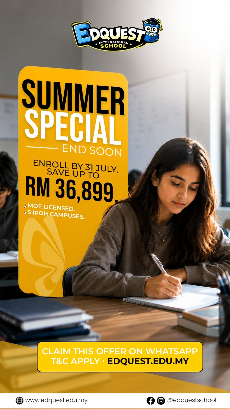 Edquest School Story Ad Yellow